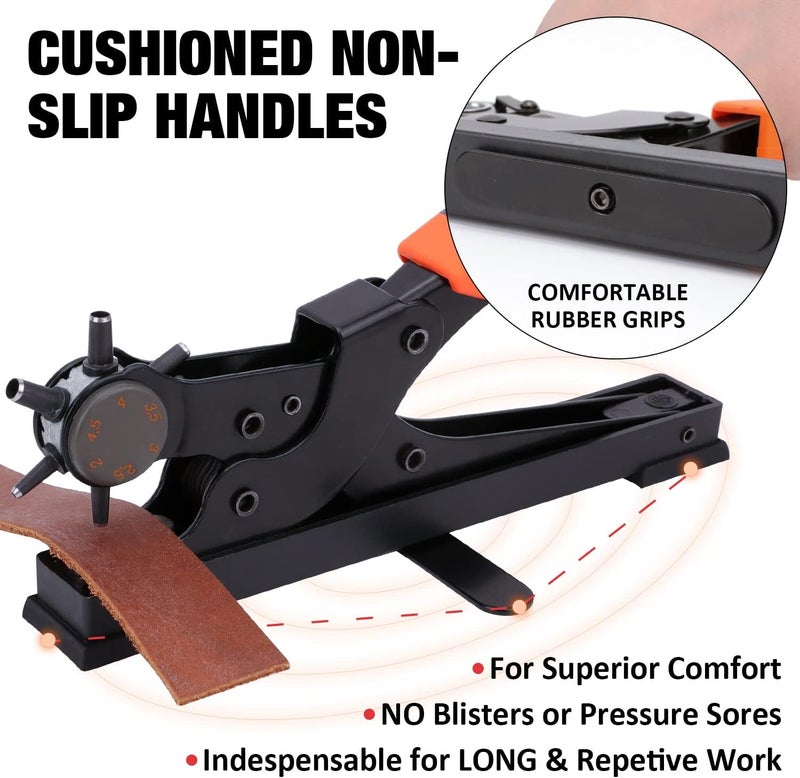 KingTool Desktop Leather Hole Punch Set, Super Heavy Duty Rotary Puncher, Multi Hole Sizes Maker Tool, Make Hole Punch Easier - Image 5